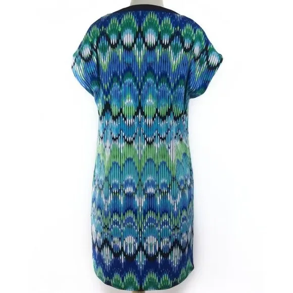 Laundry by Shelli Segal Stretchy Shift Dress XS MCM Ikat Retro 60s Summer Resort